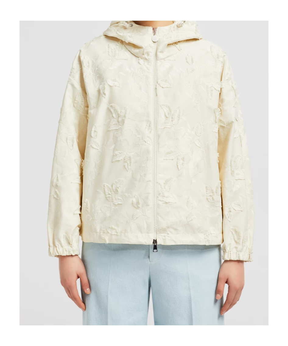 Moncler Charmeil Hooded Jacket In Ivory White