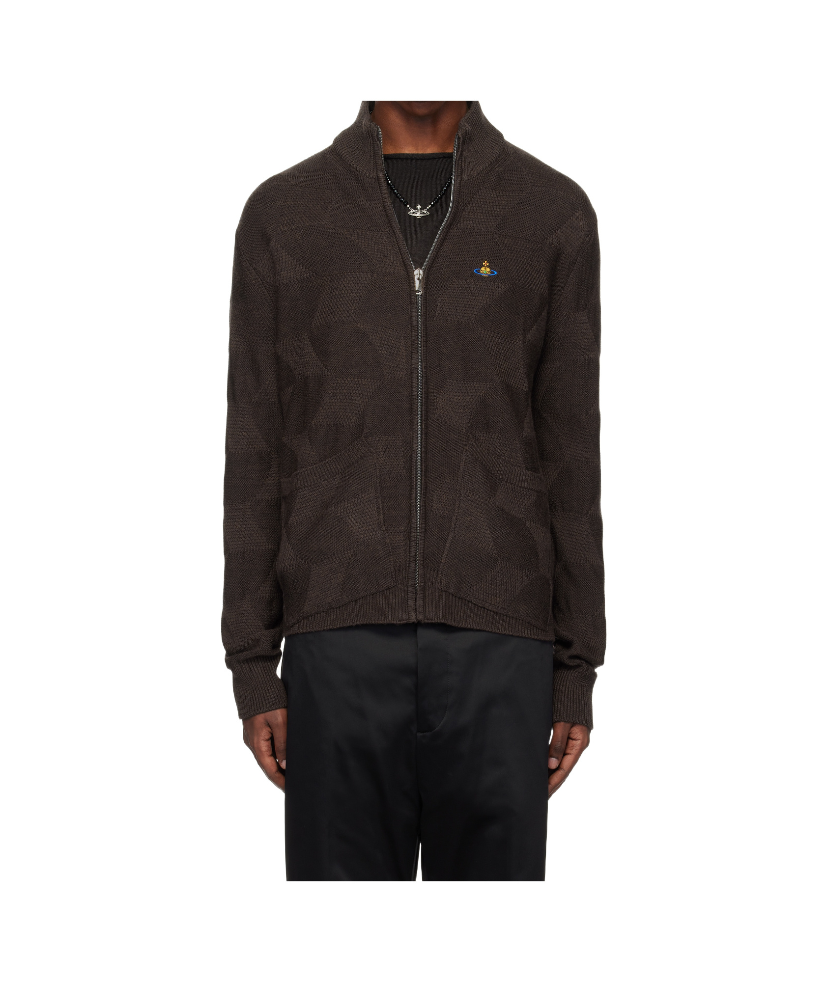 Vivienne Westwood Fisherman Zip-up Sweater In Black