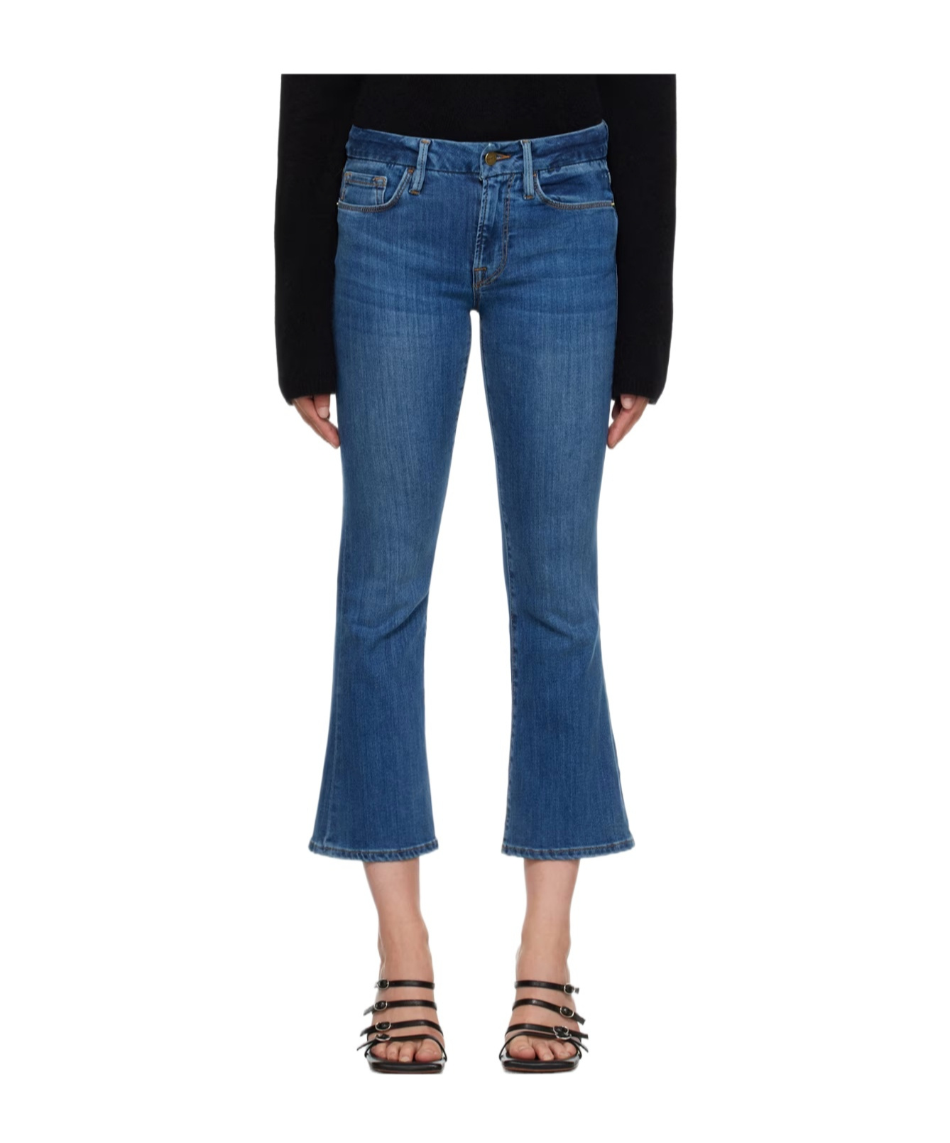 Frame Low-rise Kick-flare Jeans In Blue