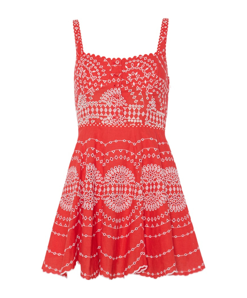 Charo Ruiz Winnie Broderie Anglaise Cotton-blend Mini Dress In Red
