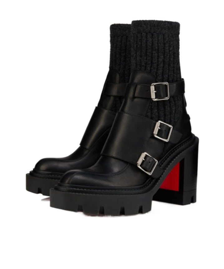 Christian Louboutin Chunky Heeled Boots In Black
