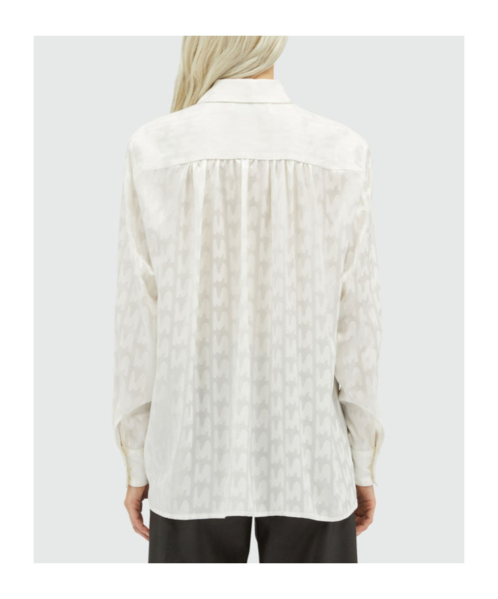 Msgm Devoré-effect Long-sleeve Shirt In White
