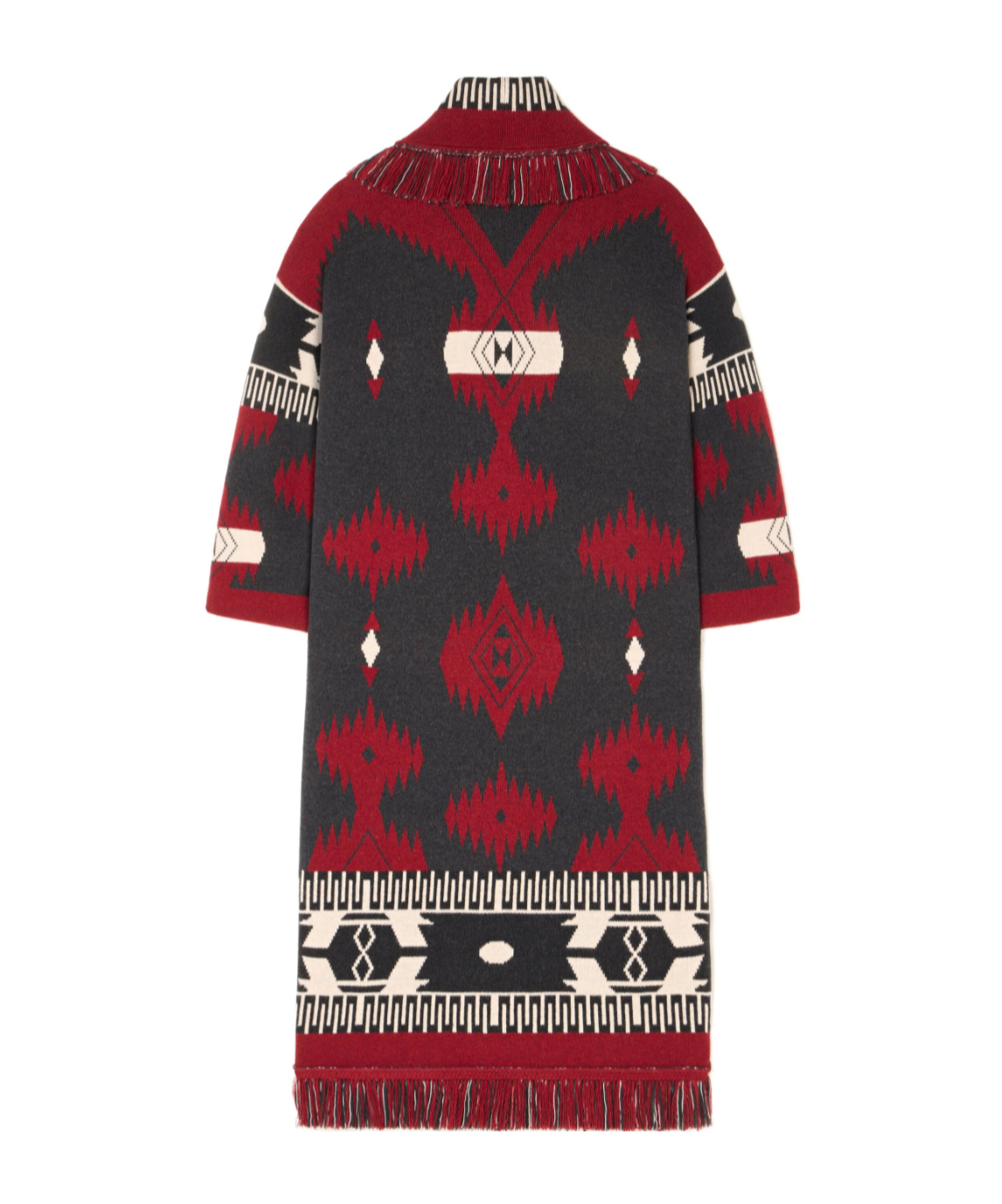 Alanui Jacquard Wool Long Cardigan With Belted Waist In Multi