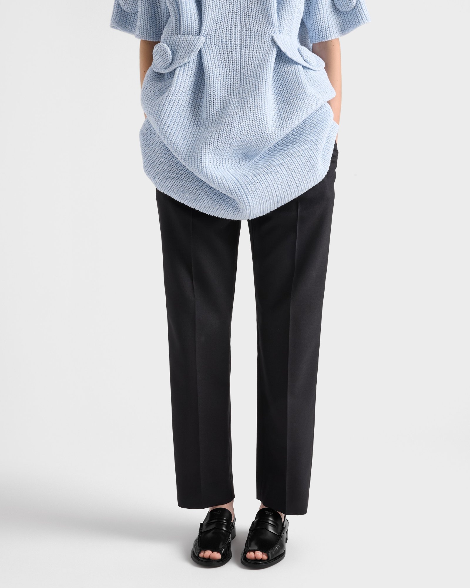 Prada Logo-printed Penny Loafers In Black