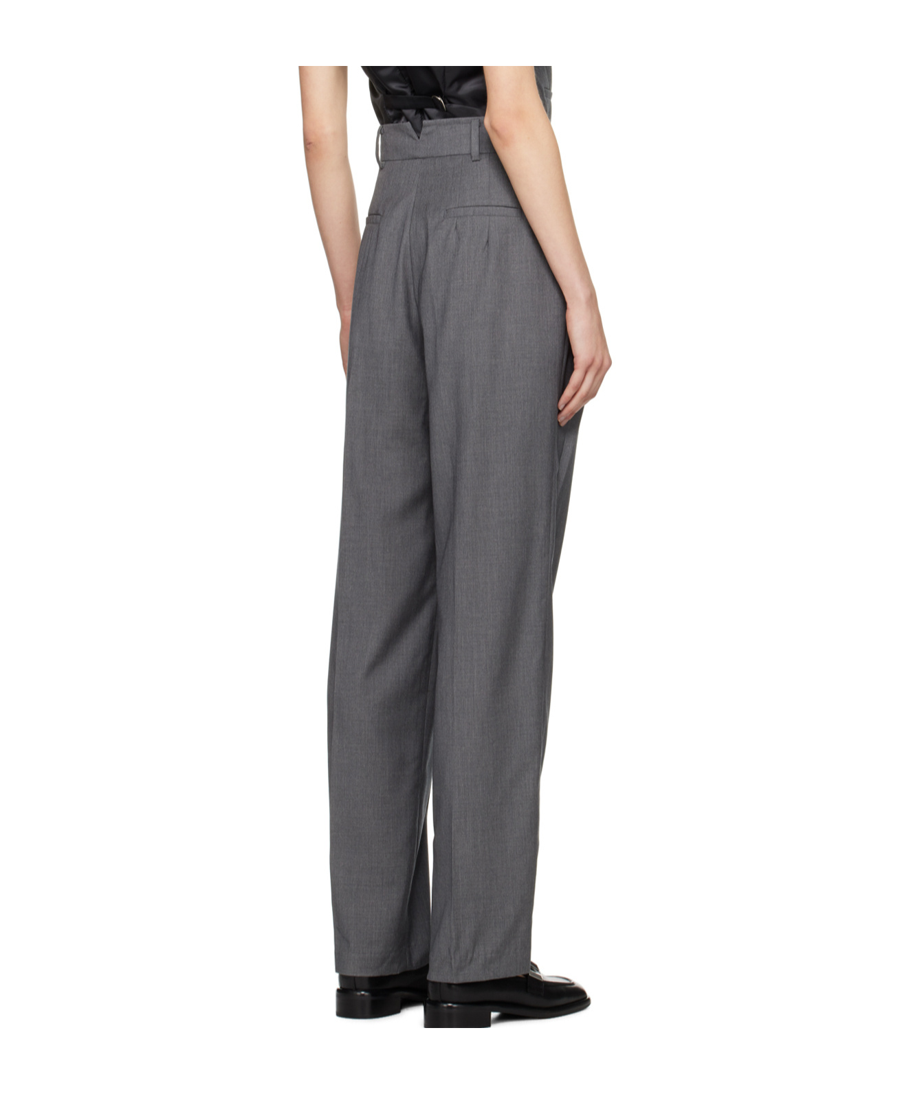 THE FRANKIE SHOP GRAY GELSO PLEATED TROUSERS