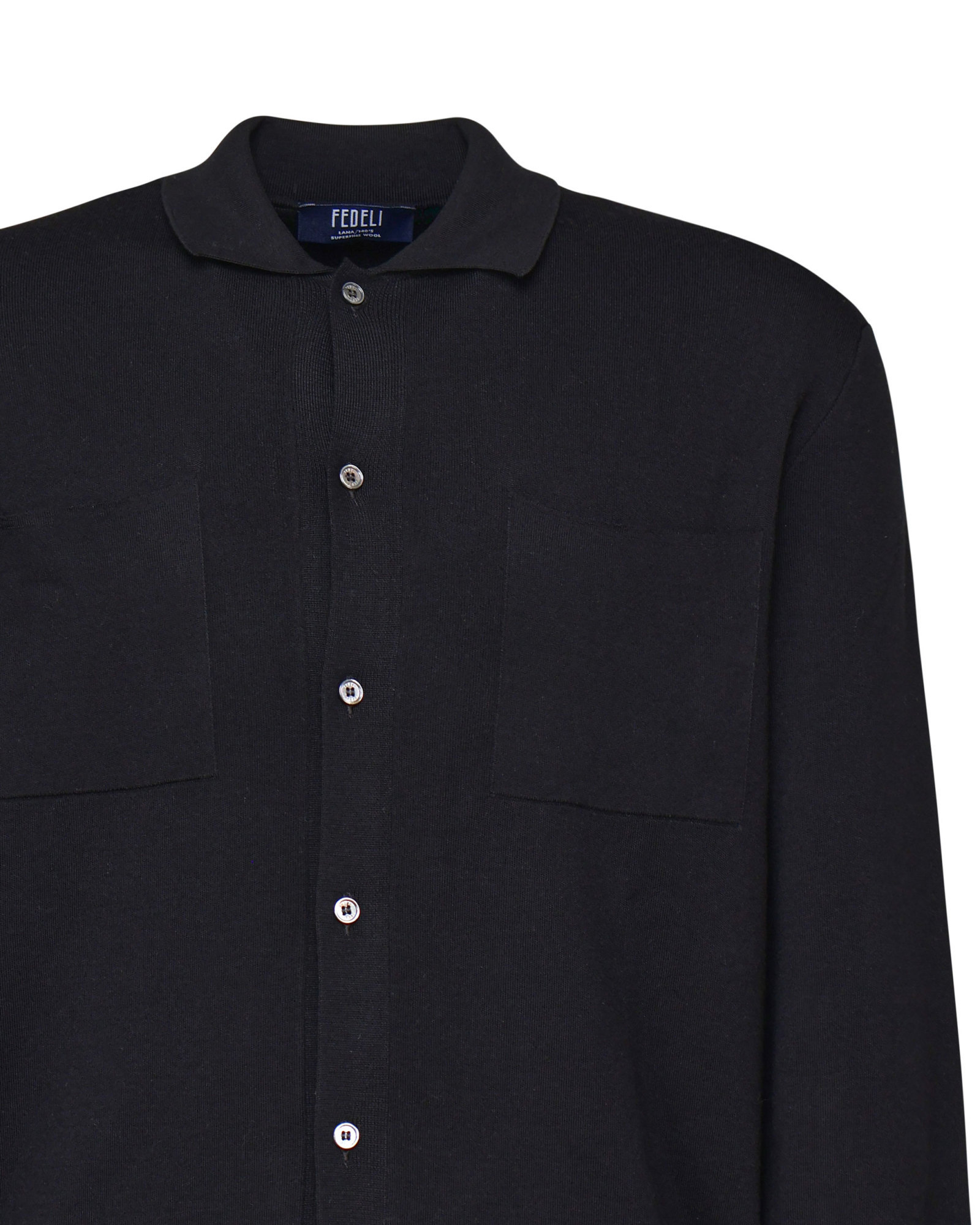 Fedeli Polo-neck Double-pocket Sweater In Black