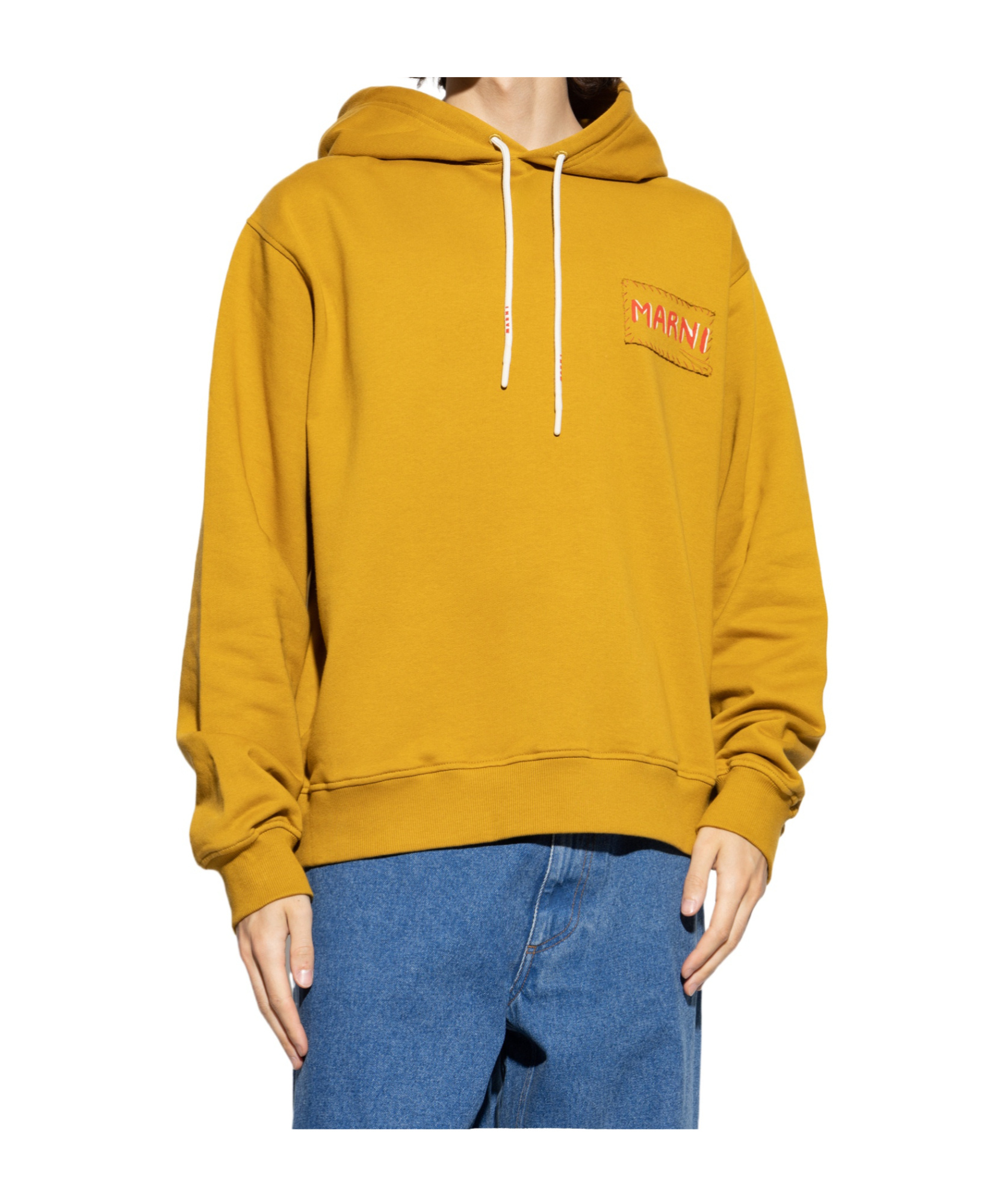 Marni Cotton Hooded Sweatshirt Front Pocket In Yellow