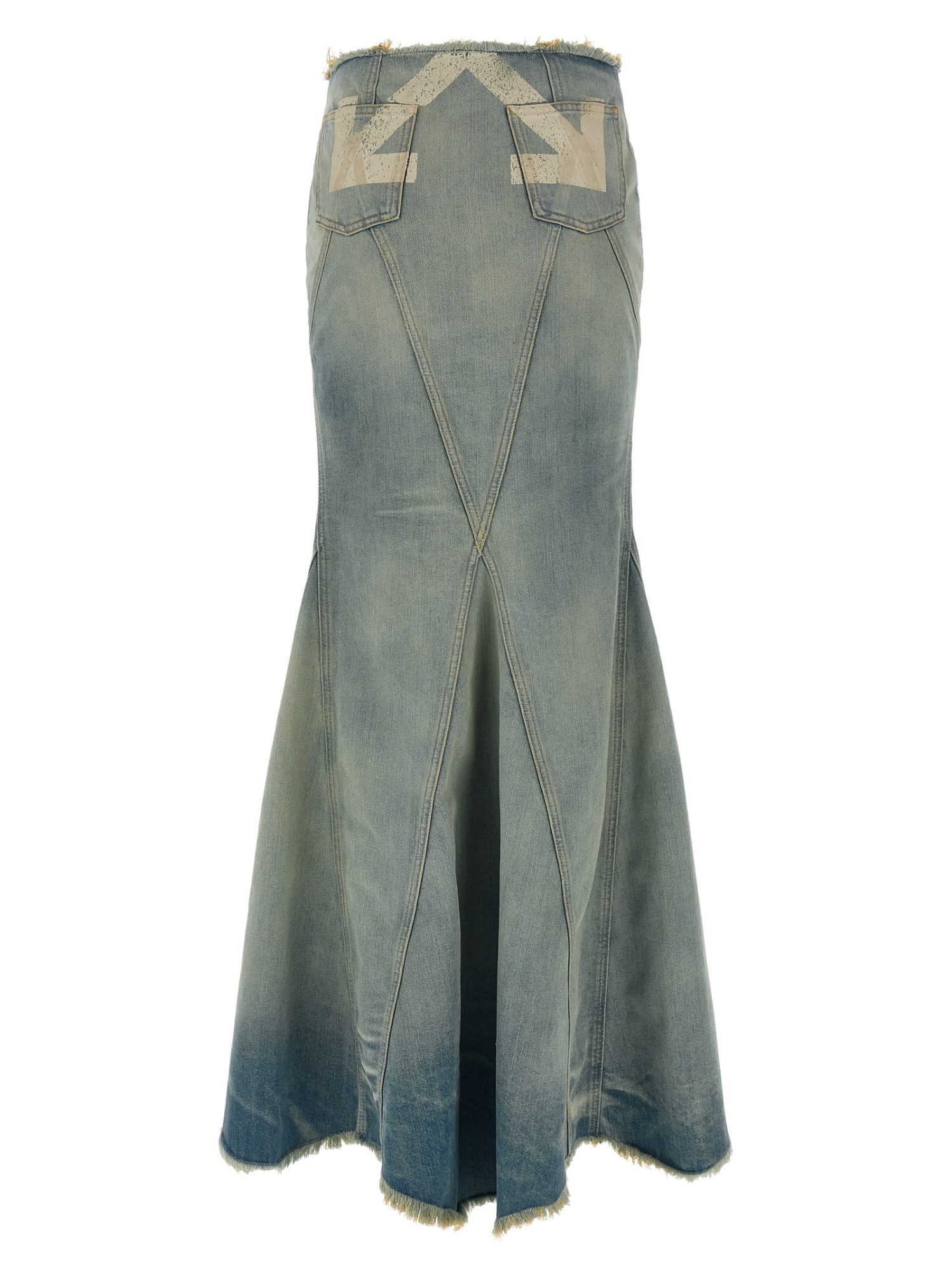 Off-white High Waist Skirt Featuring Panel Detailing In Green