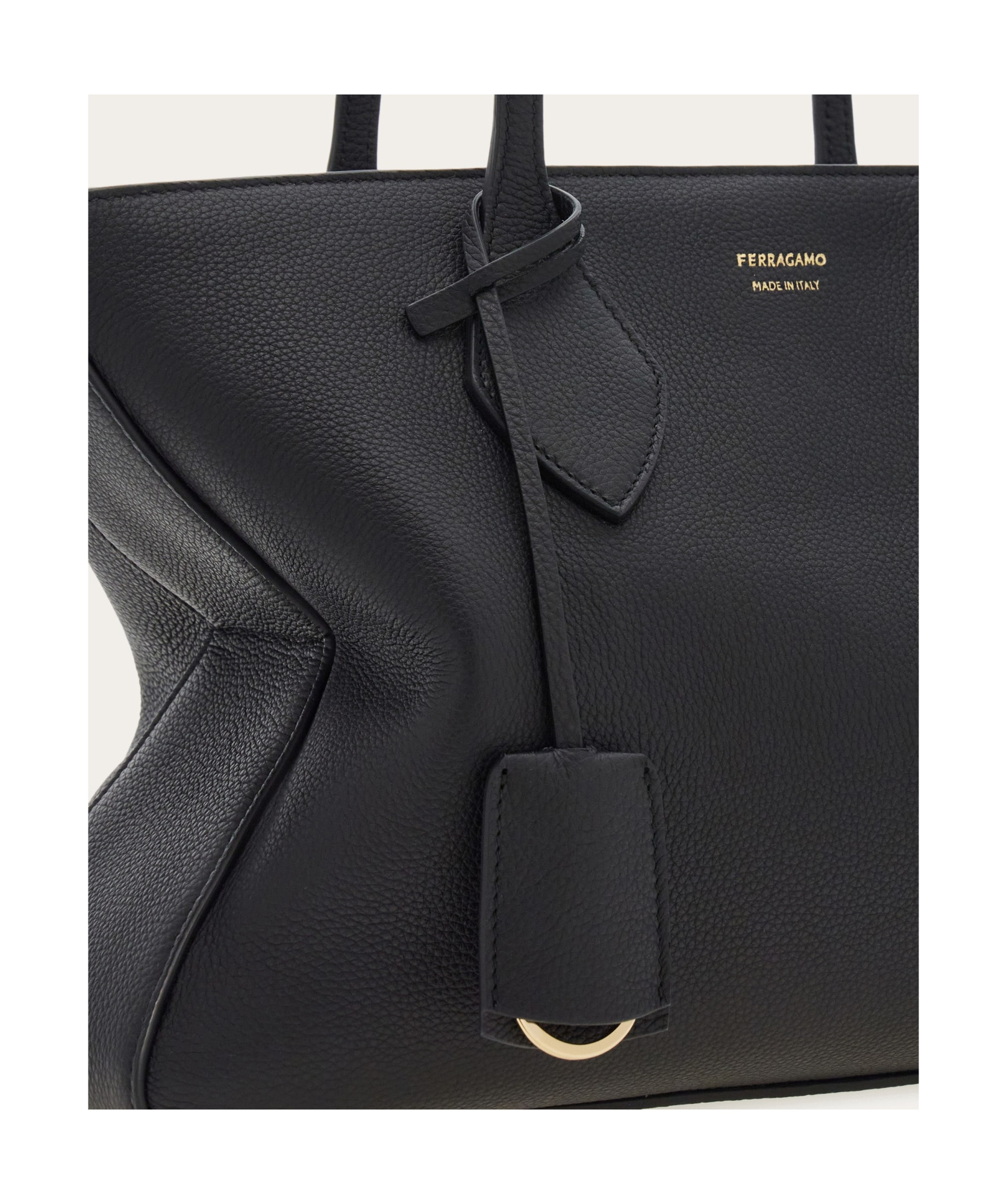 Ferragamo Medium Tote Bag Star Structured Shape In Black