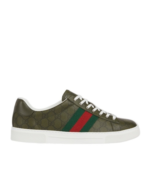 Gucci Men's Ace Sneaker With Web In Green