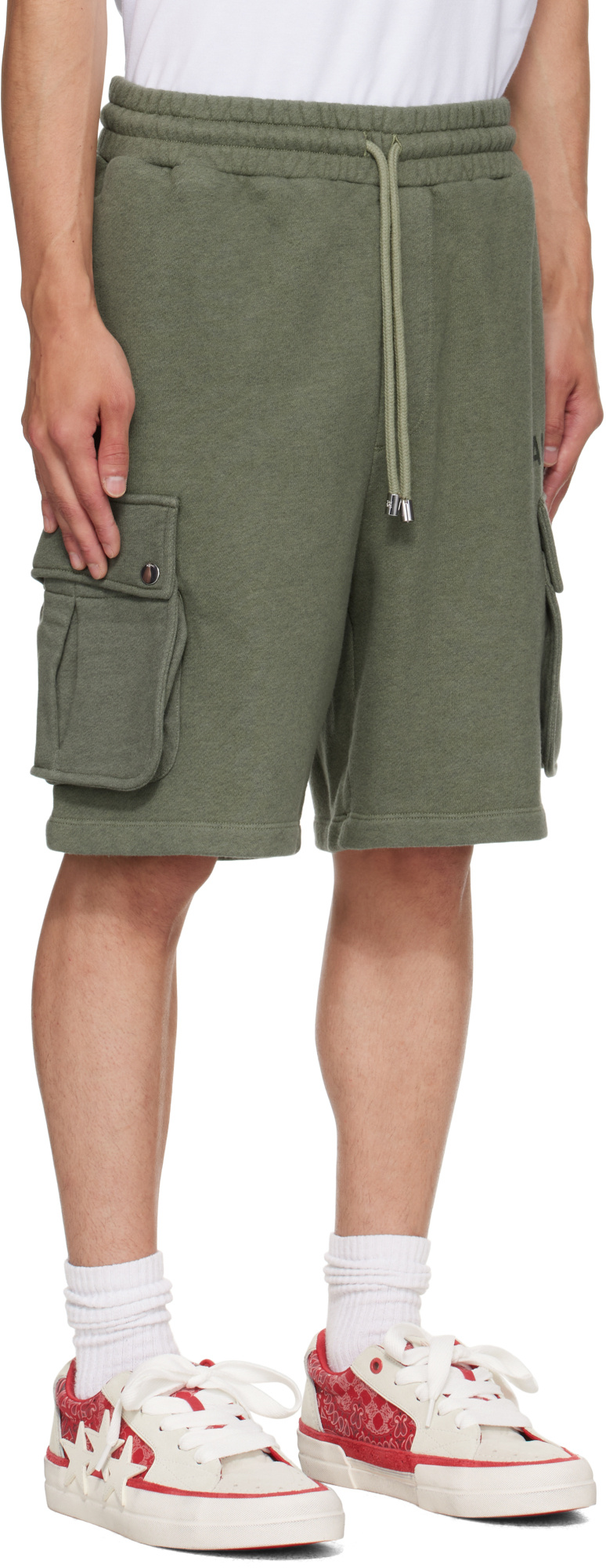 Amiri Stencil Logo Cargo Shorts In Green