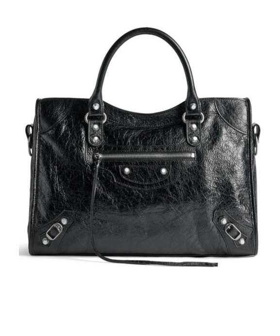 Balenciaga Le City Medium Textured-leather Tote In Black