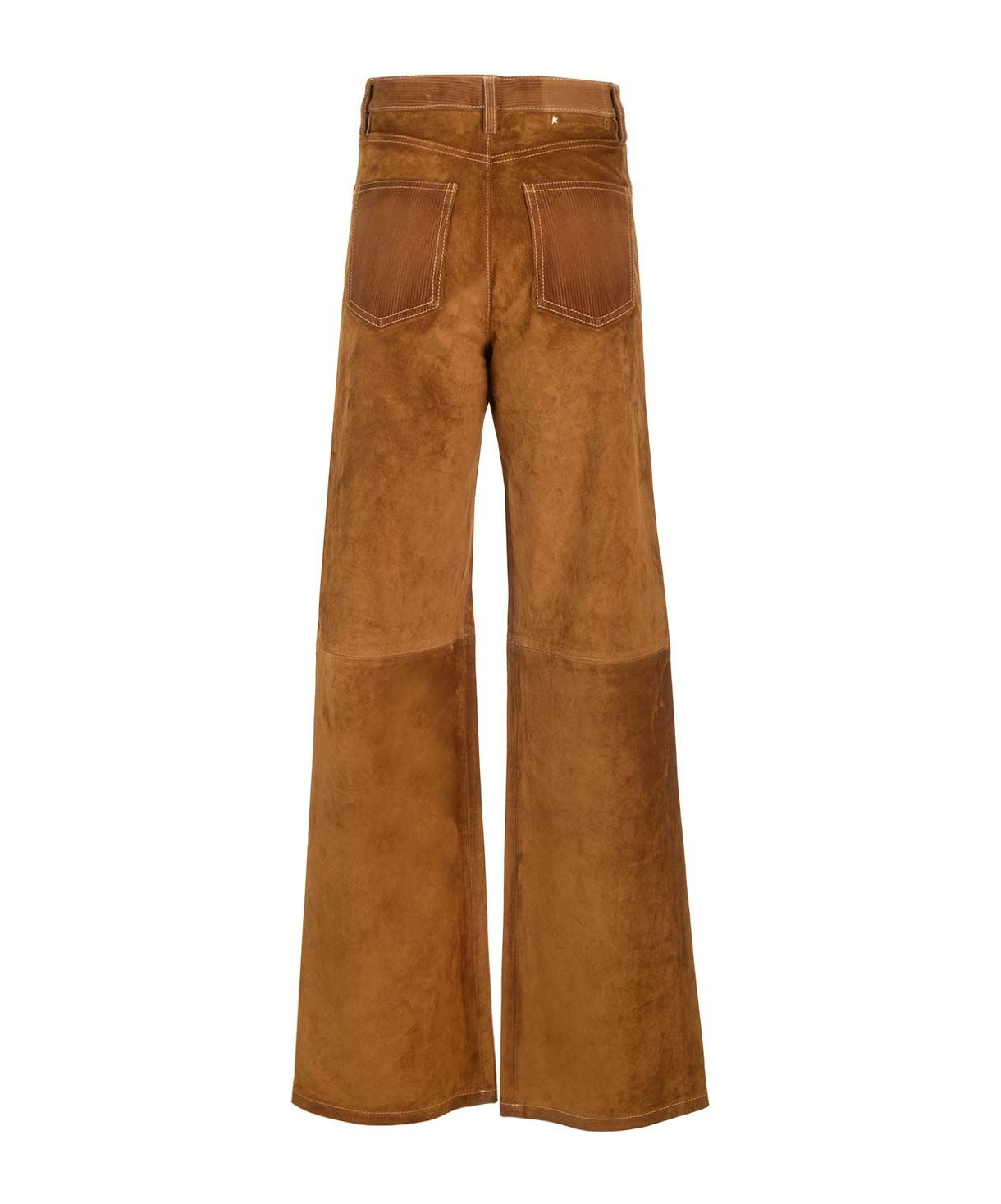 Shop Golden Goose Women's Tobacco-colored Split Leather Pants In Brown