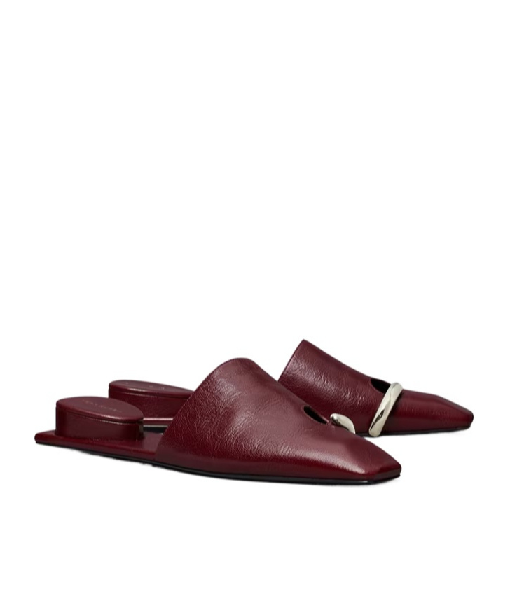 Tory Burch Pierced Mule In Burgundy