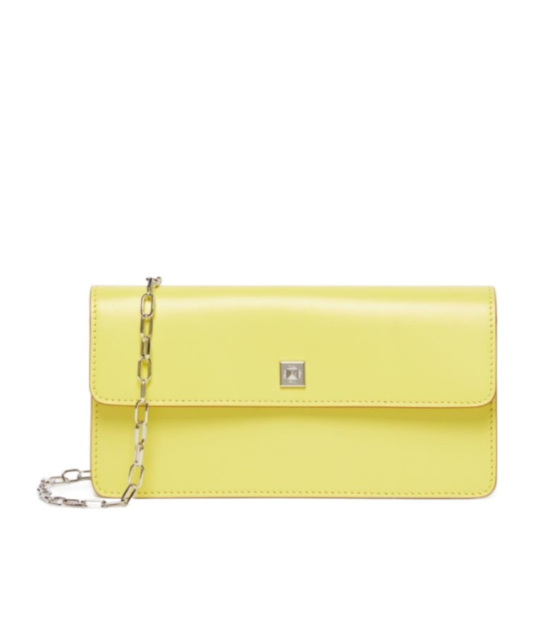 Max Mara Leather Phone Pouch In Yellow