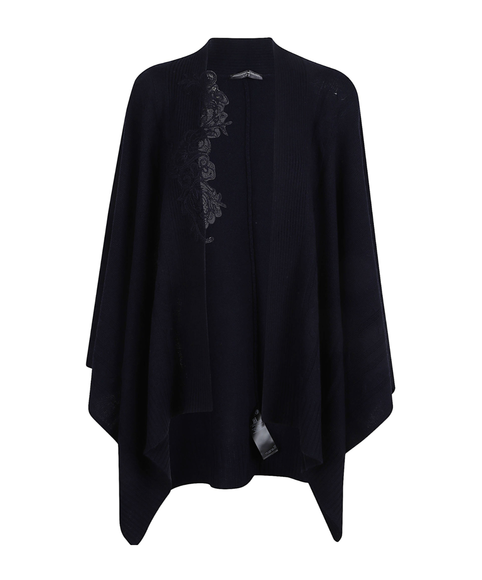 Ermanno Scervino Draped Cape With Embroidered Ribbed Texture In Blue