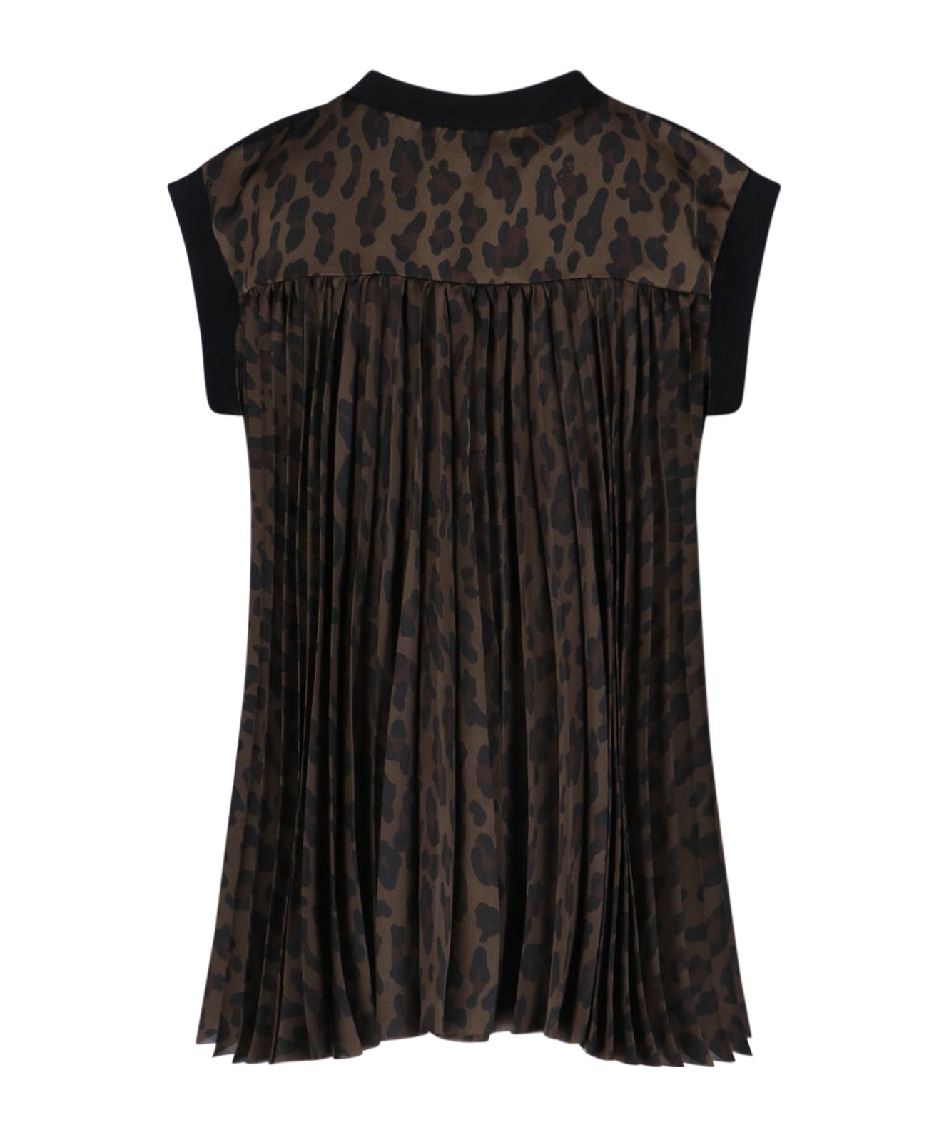 Sacai Leopard Print T-shirt In Black