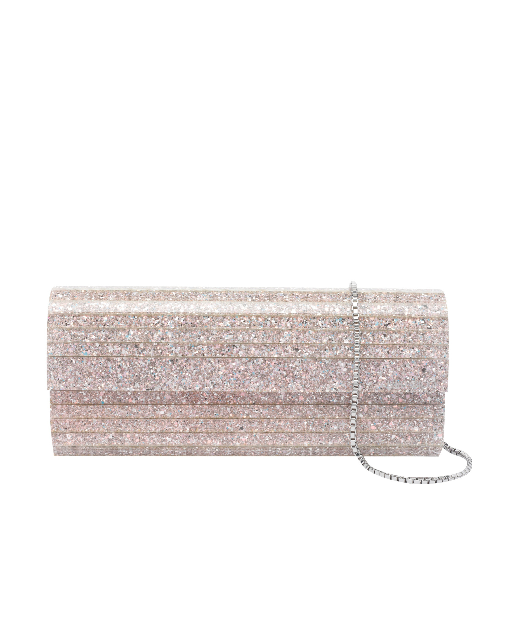 Jimmy Choo Glitter Rectangular Shoulder Bag With Removable Chain In Brown