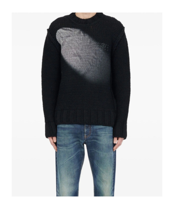 Mm6 Maison Margiela Textured Knit Sweater In Black