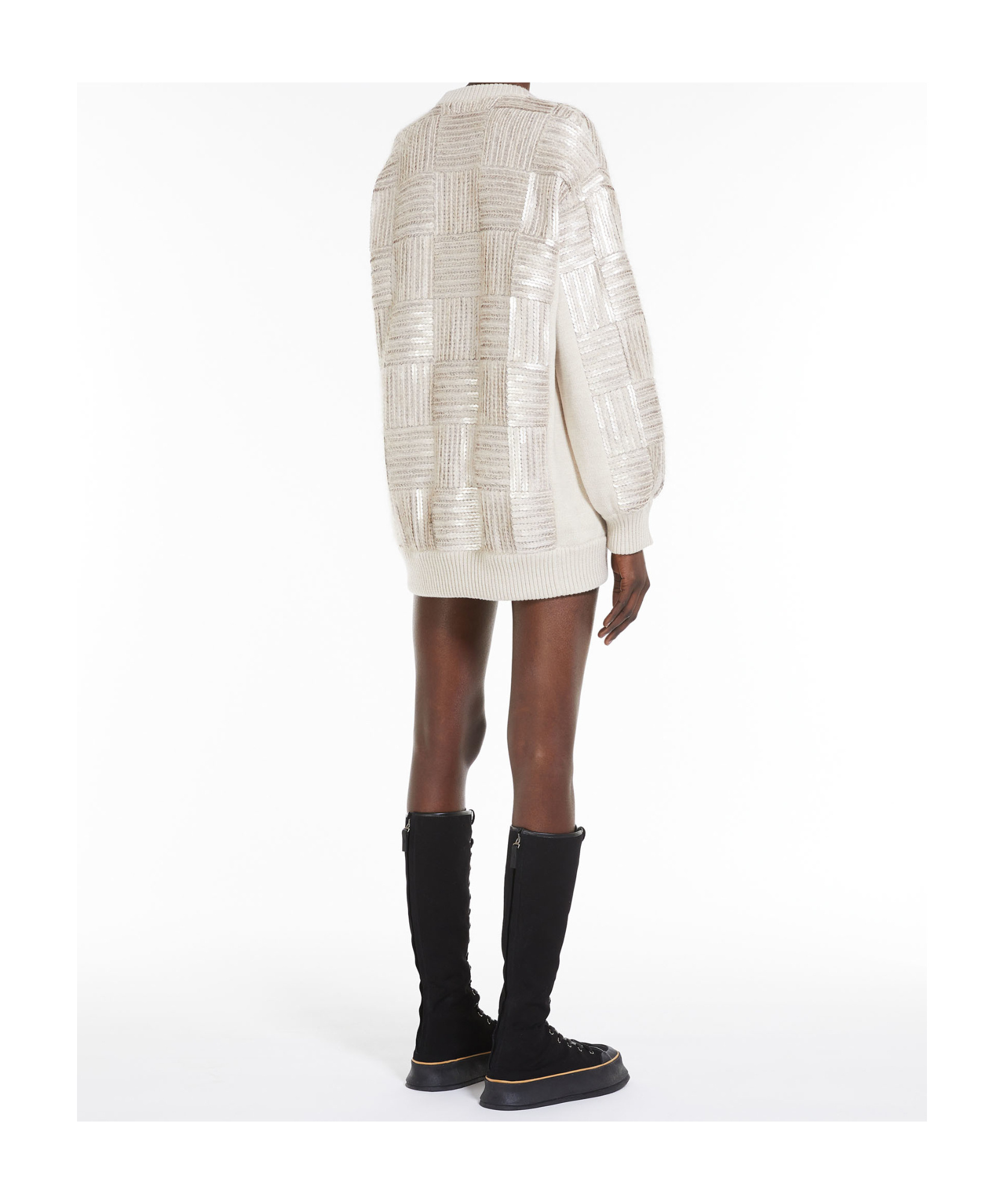 Shop Max Mara Wool Sequined Mini Dress In White