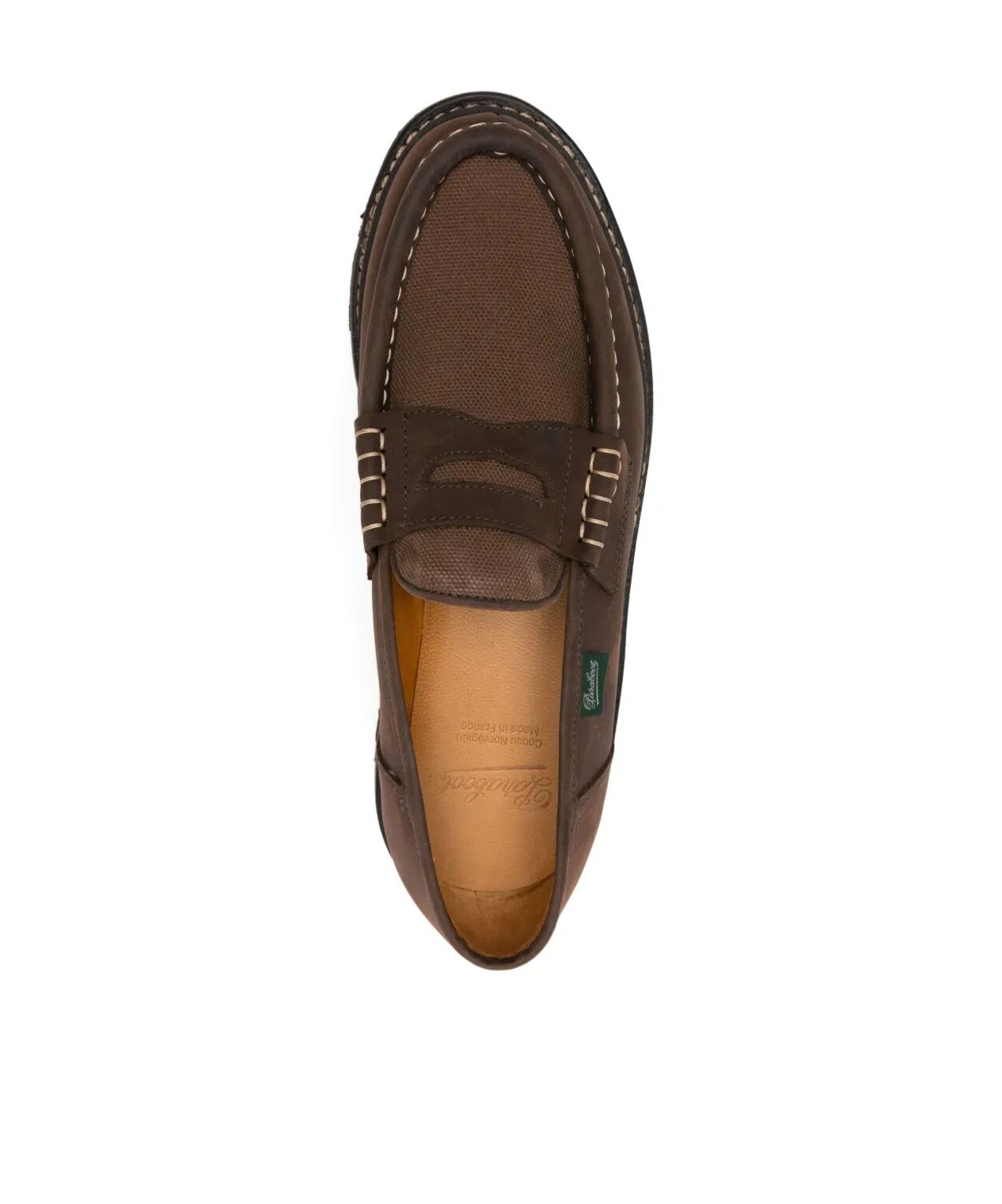 Paraboot Reims Suede Loafers With Canvas Inserts
