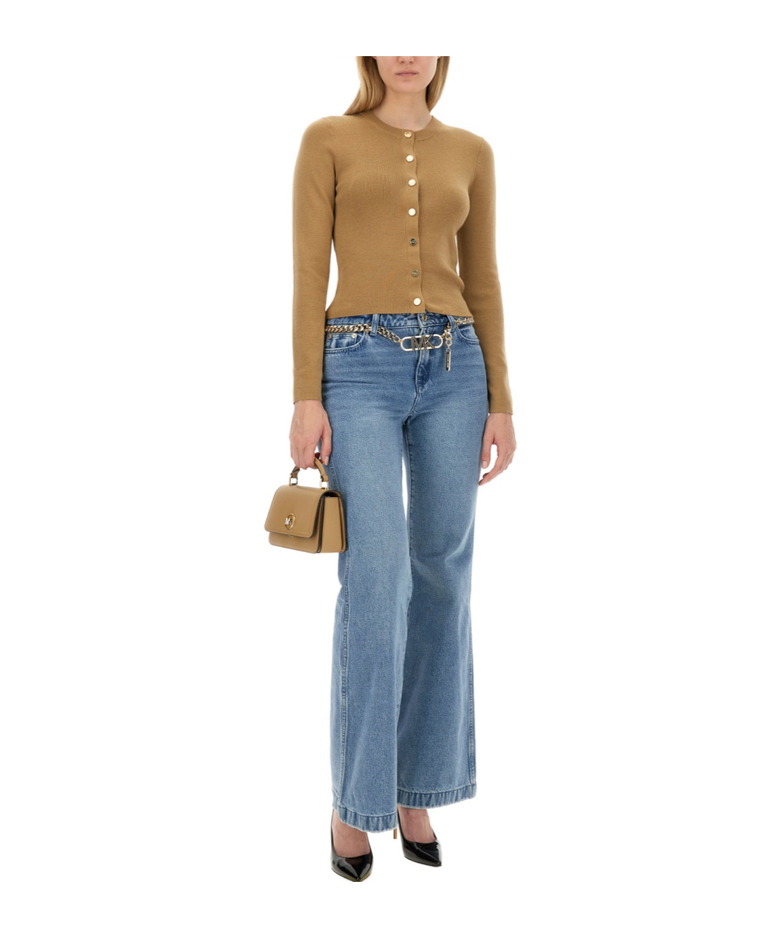 Shop Michael Kors Crew-neck Cardigan In Blue