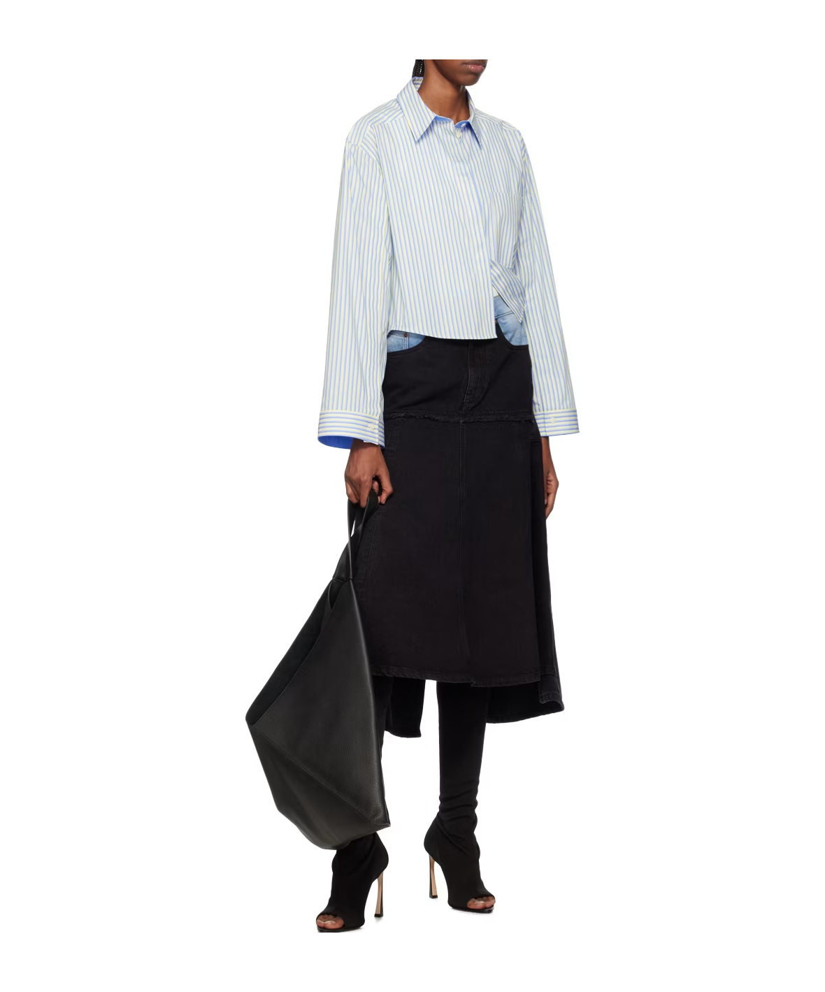 Shop Victoria Beckham Stripe Detail Shirt In Black