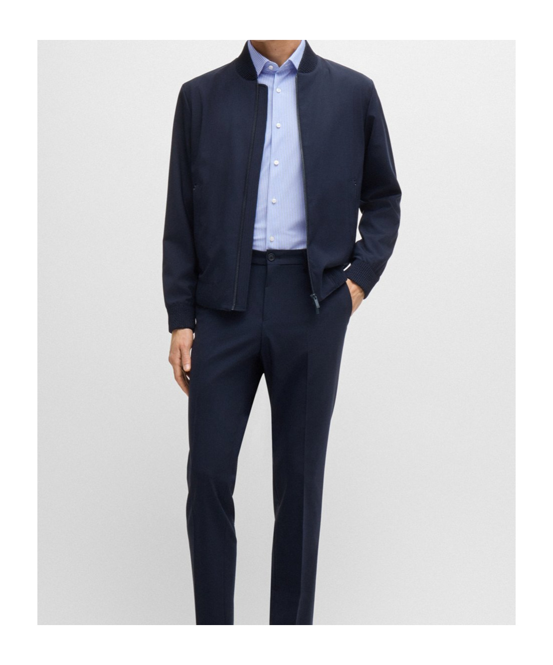 Hugo Boss Regular-fit Shirt In Striped Performance Material In Multi