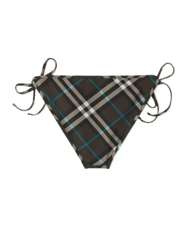 Burberry Dark Brown Check Bikini Bottom In Black