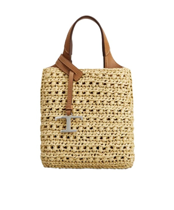 Tod's Micro Woven Basket Bag In Nude