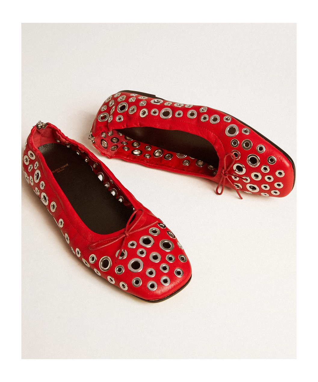 Golden Goose Amy Eyelet-embellished Nappa Ballerina Flats In Red