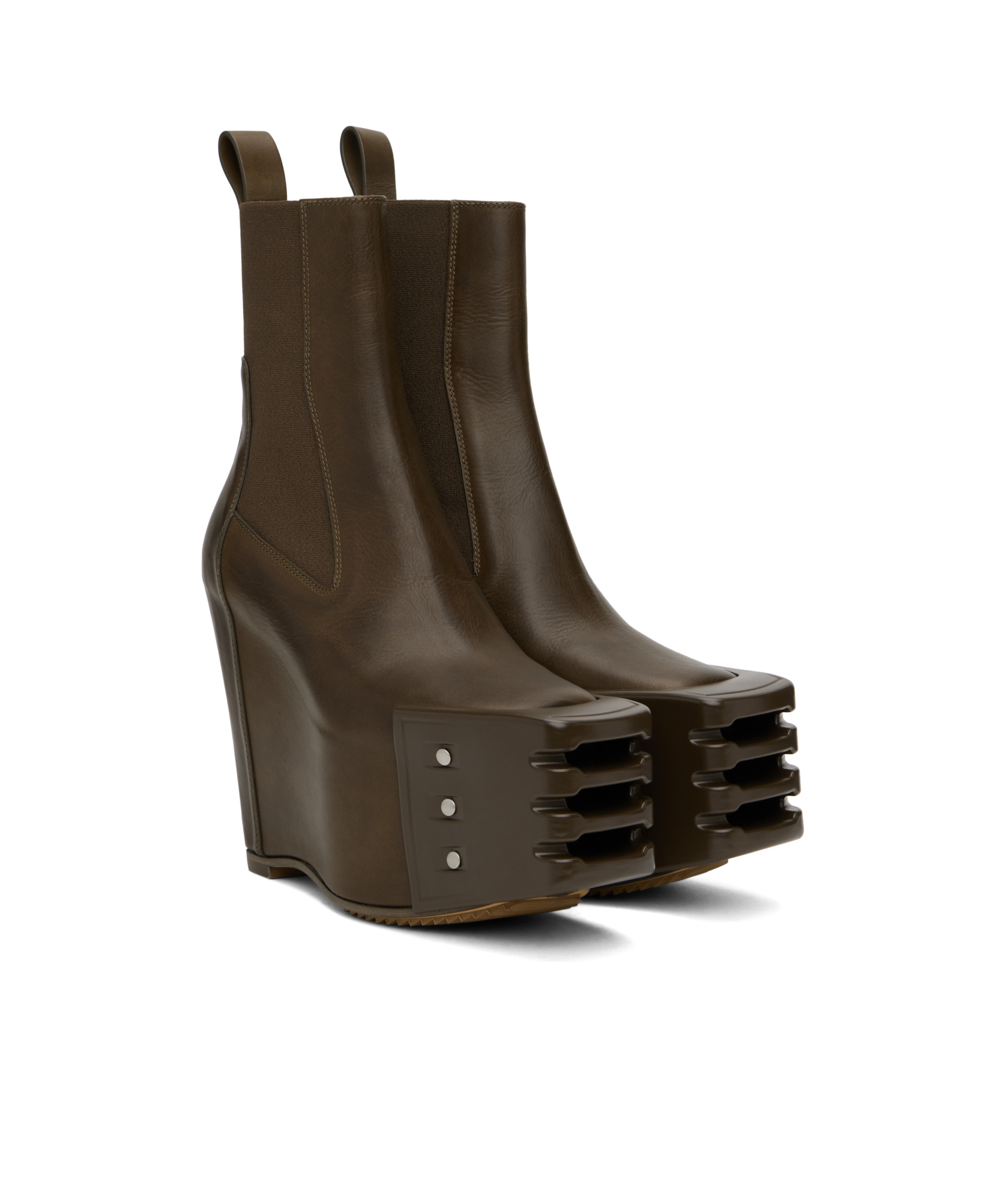 Rick Owens Grilled Wedge Beatle Boots In Green