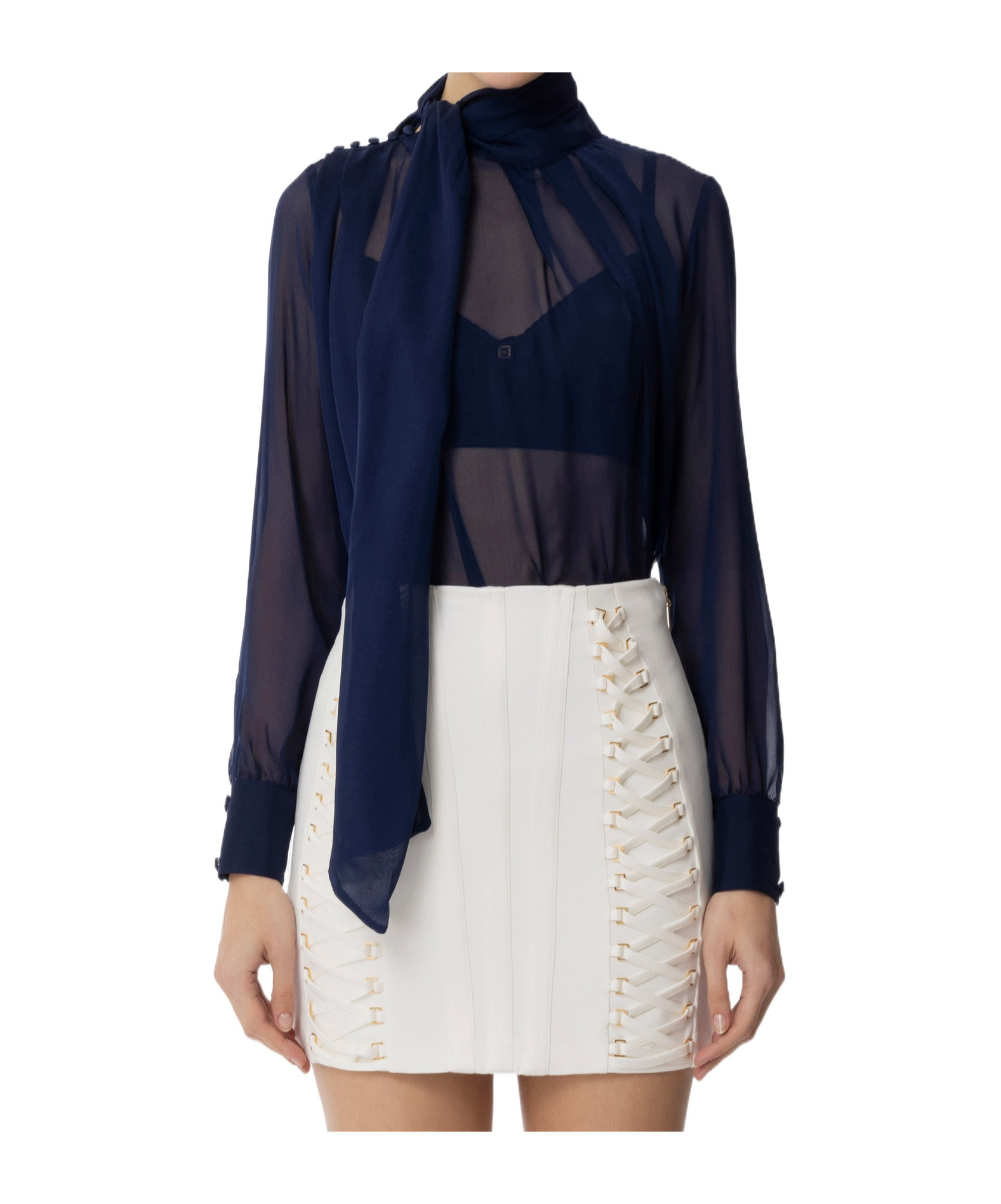 Elisabetta Franchi Strap Shirt In Black