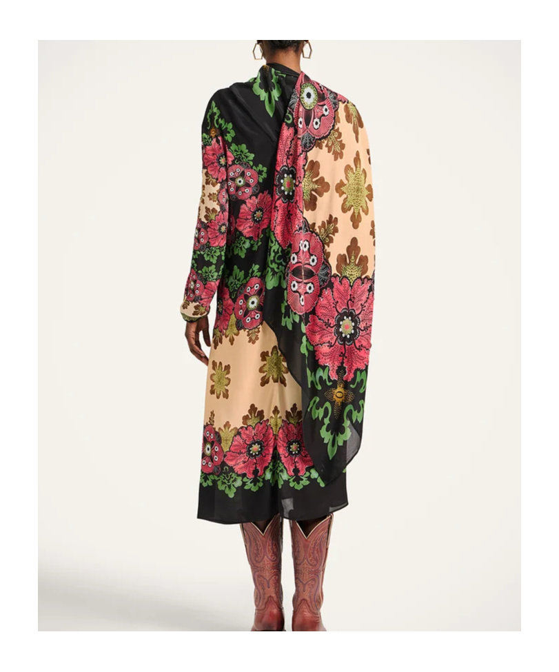 La Doublej Karis Floral-print Asymmetric Dress In Brown