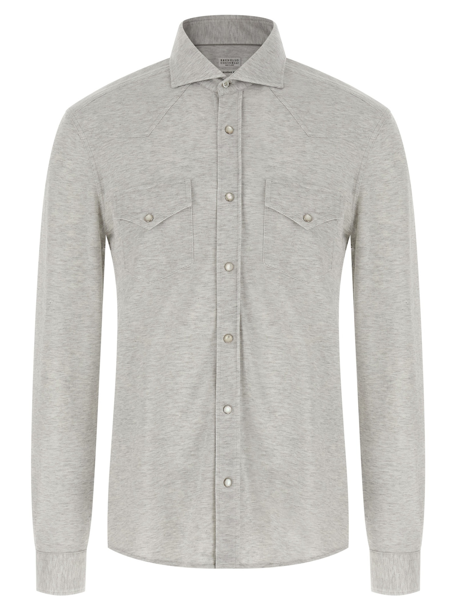 Brunello Cucinelli Cotton Shirt With Collar And Pockets In Gold