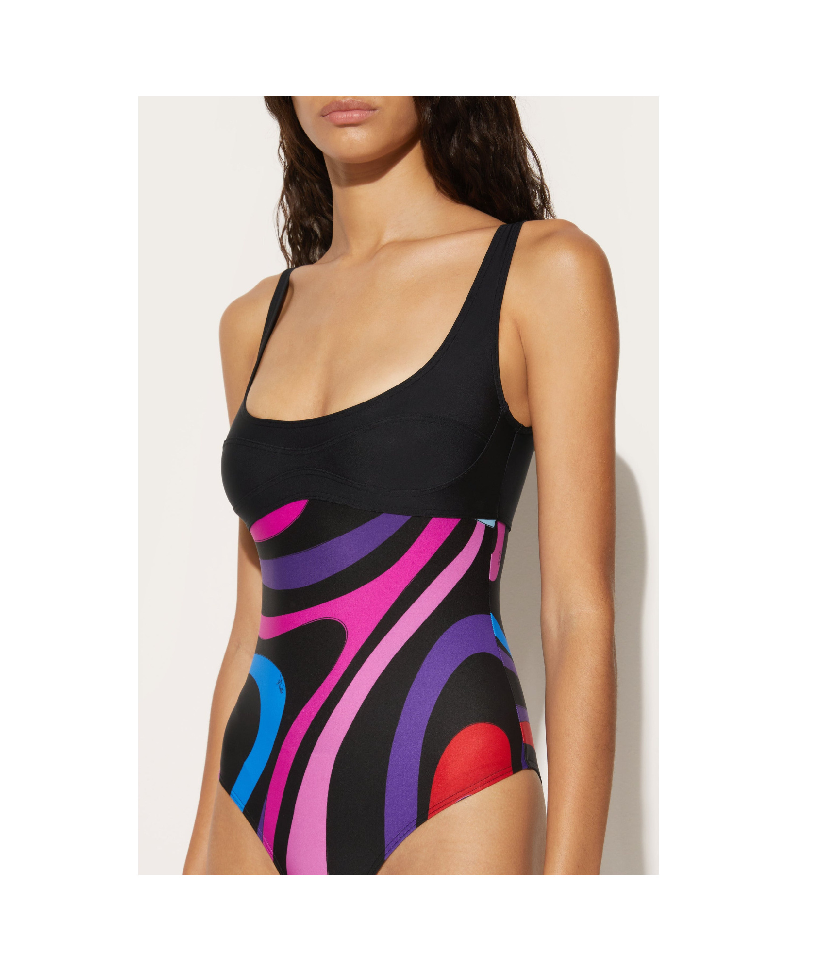 Shop Emilio Pucci Marmo-print Swimsuit In Black