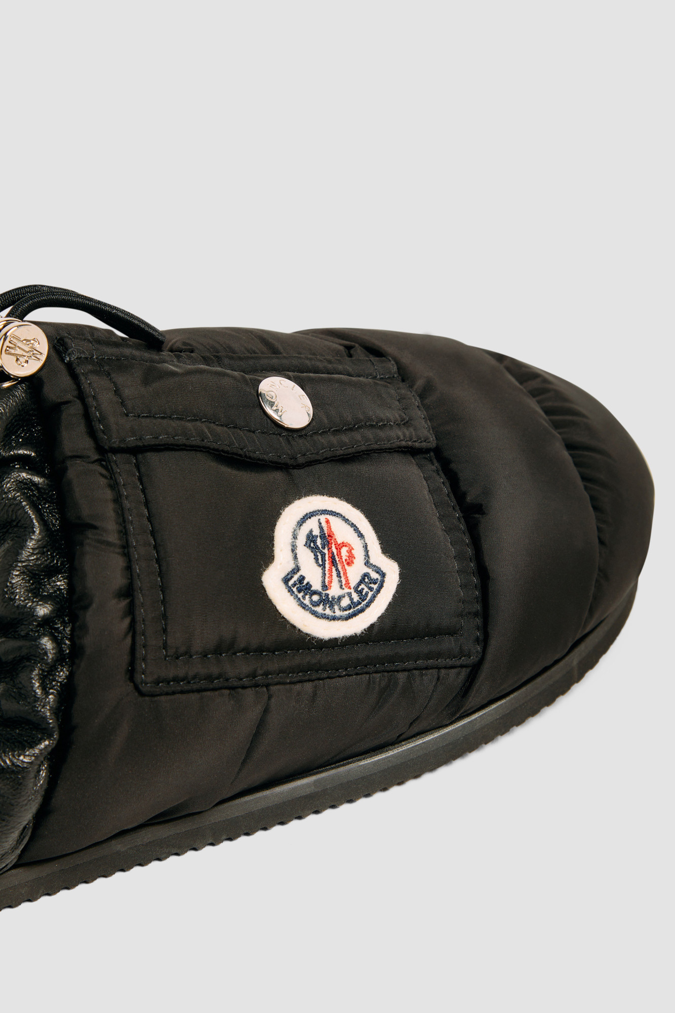Shop Moncler Mon Pocket Padded Leather Mules In Black
