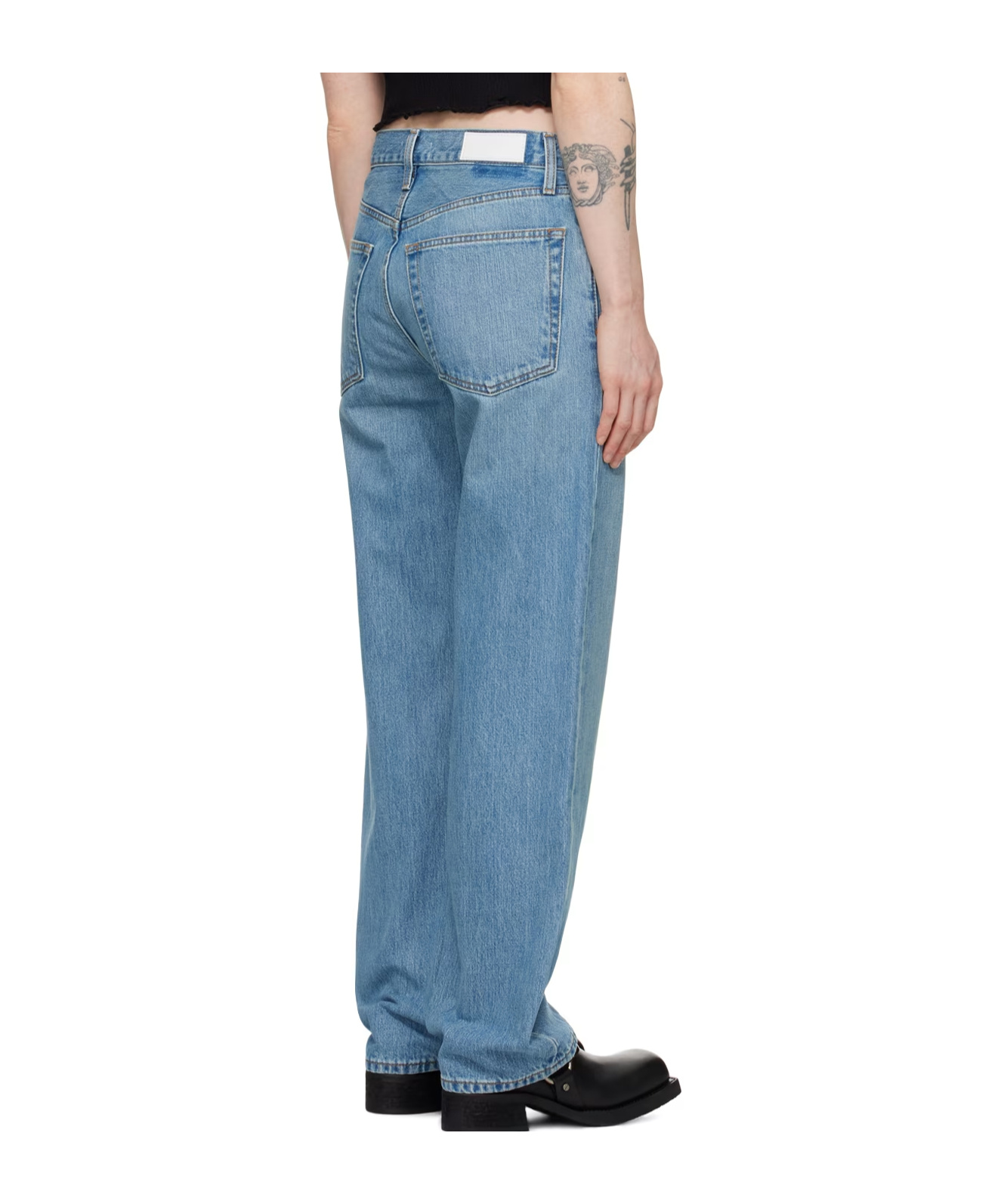 Re/done Loose Longish Jeans In Blue