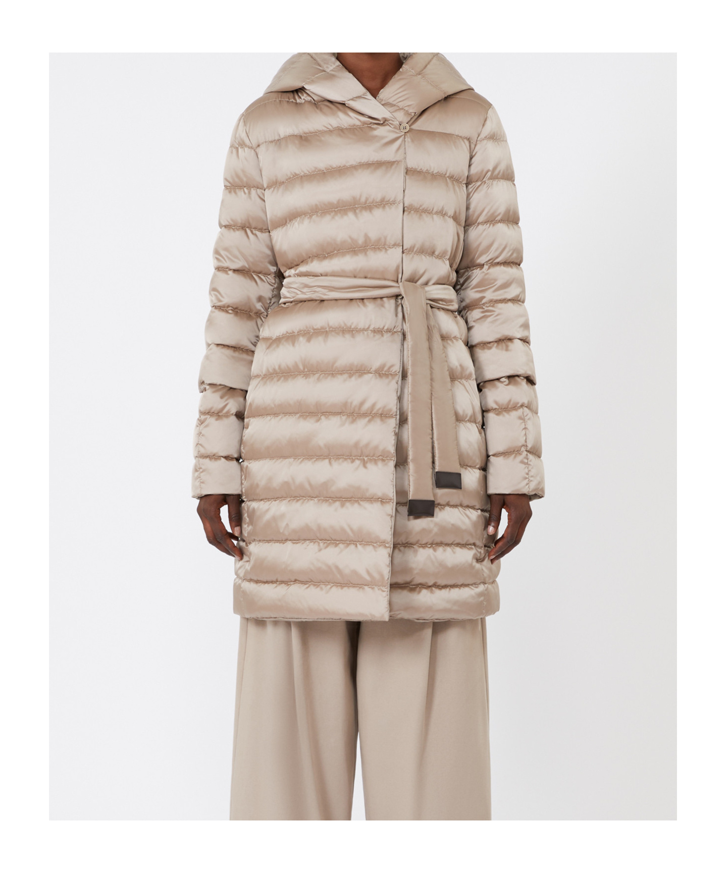 Max Mara Reversible Down Jacket In Water-repellent Satin - Beige In Neutral