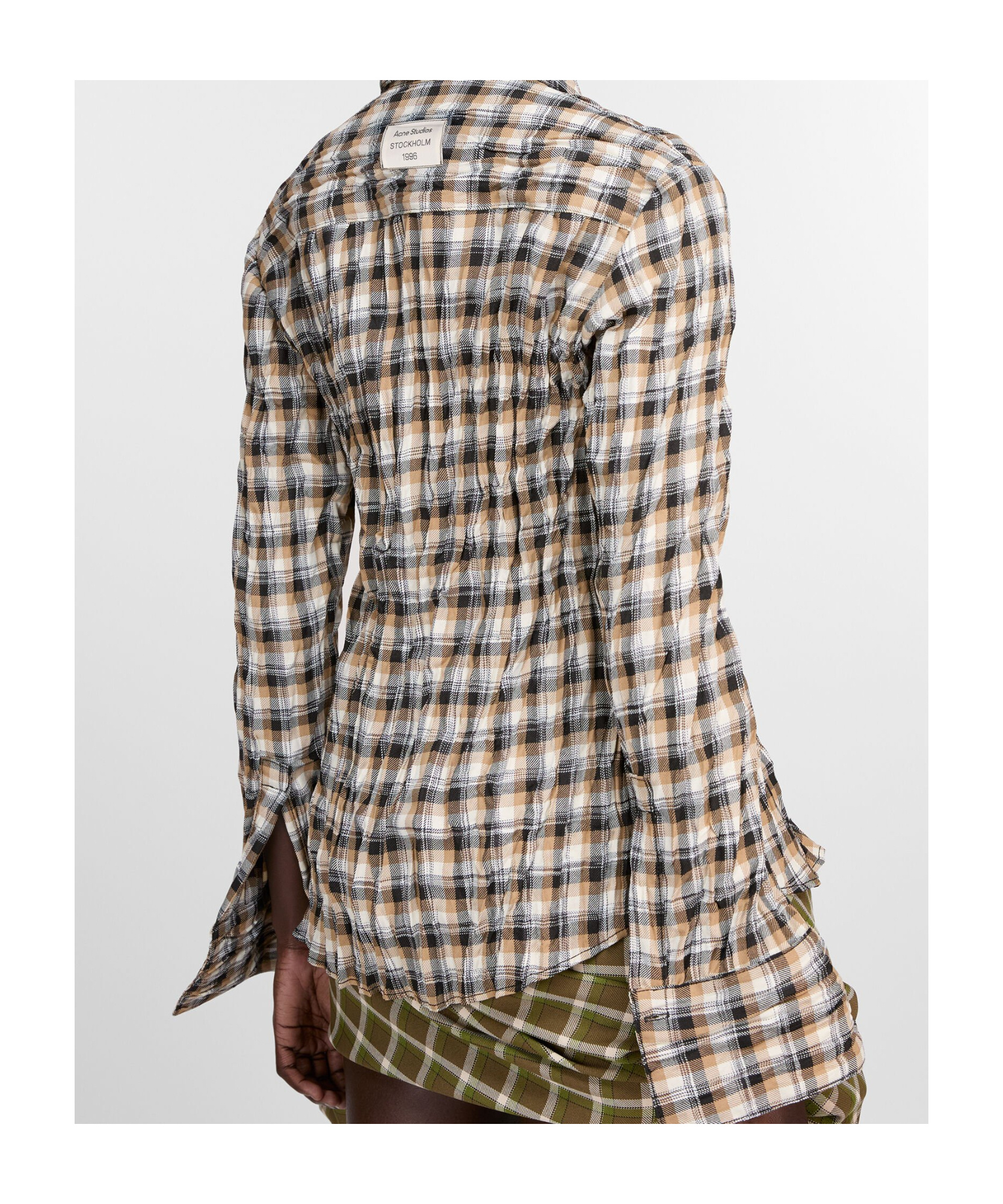 Acne Studios Brown Check Button-up Shirt In Gray