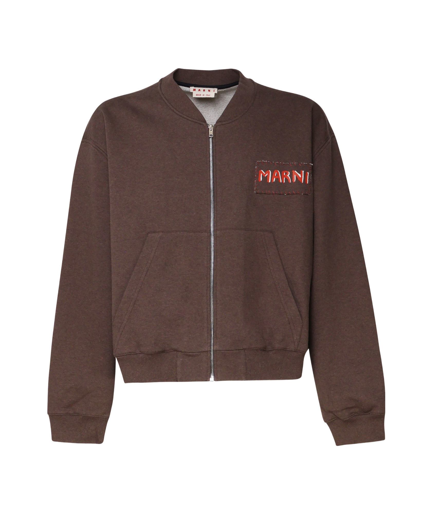 Marni Logo-patch Sweatshirt In Brown