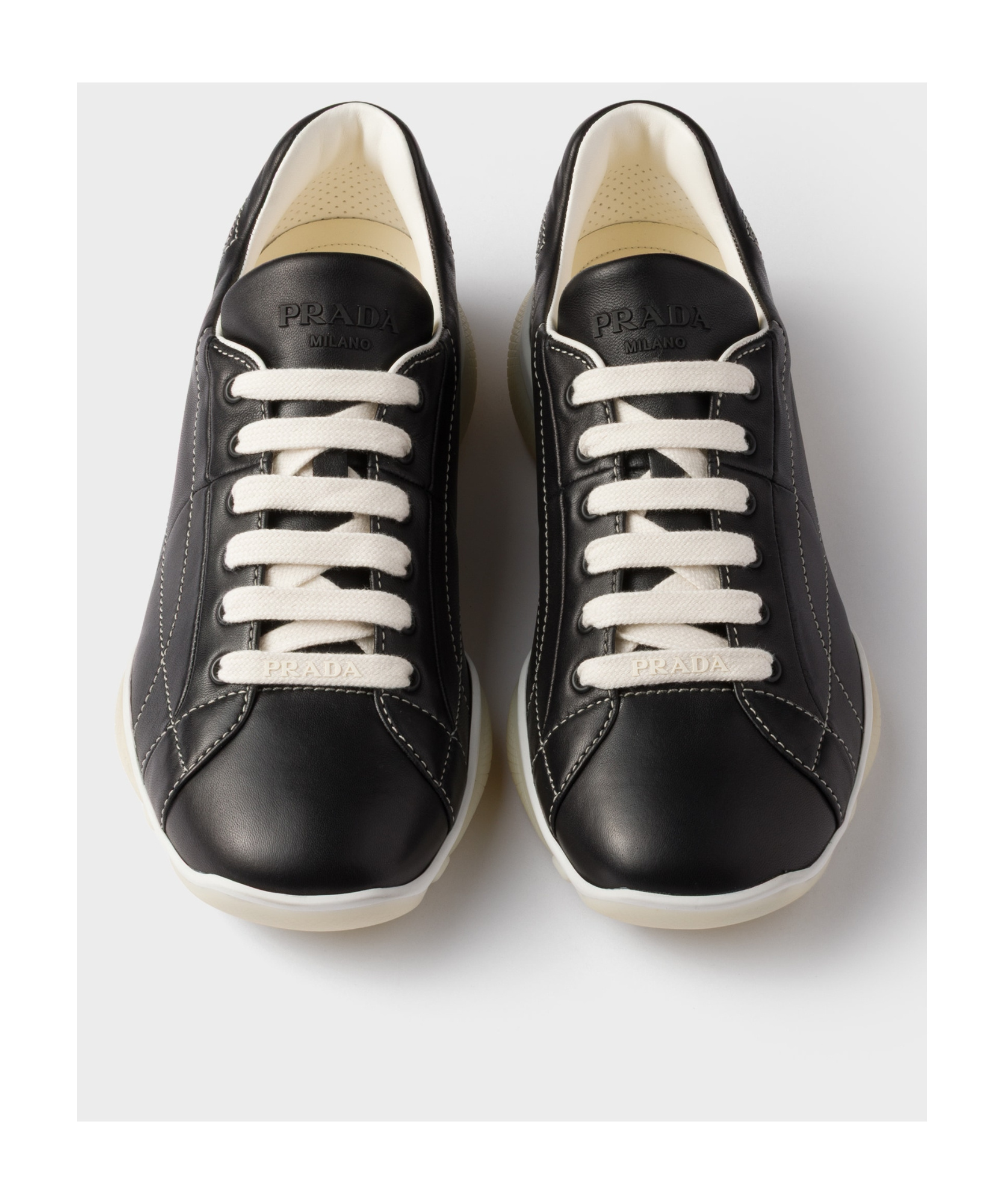 Prada Nappa Leather Sneakers In Black