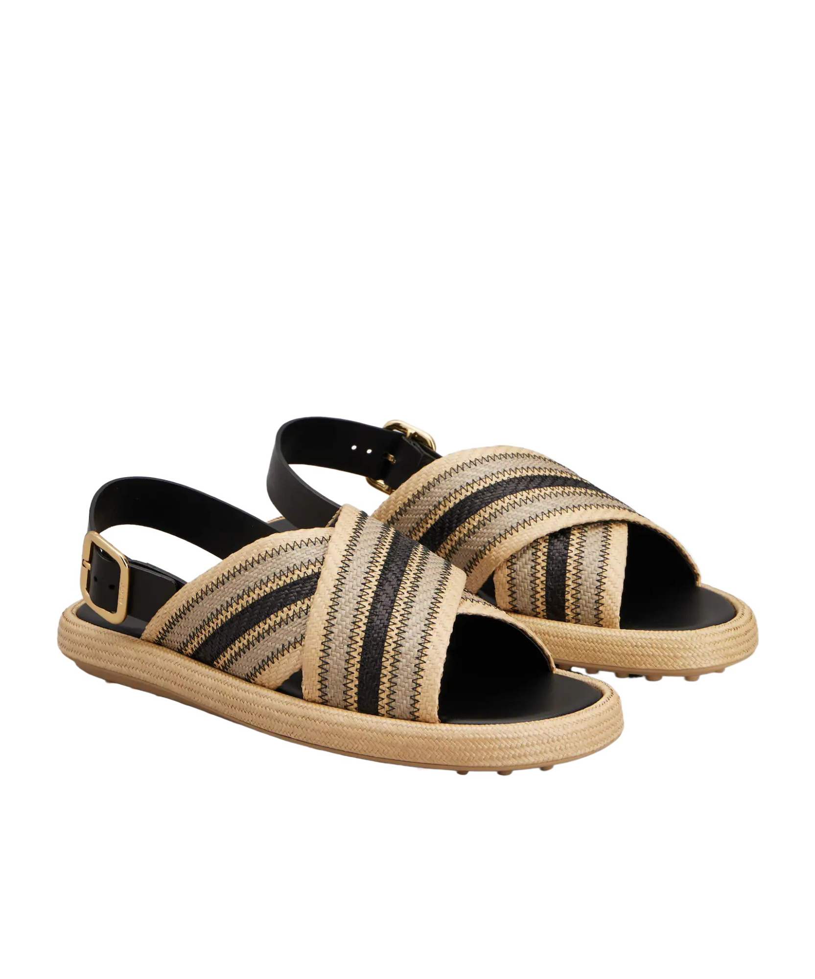 Shop Tod's Two-tone Woven Sandals In Nude