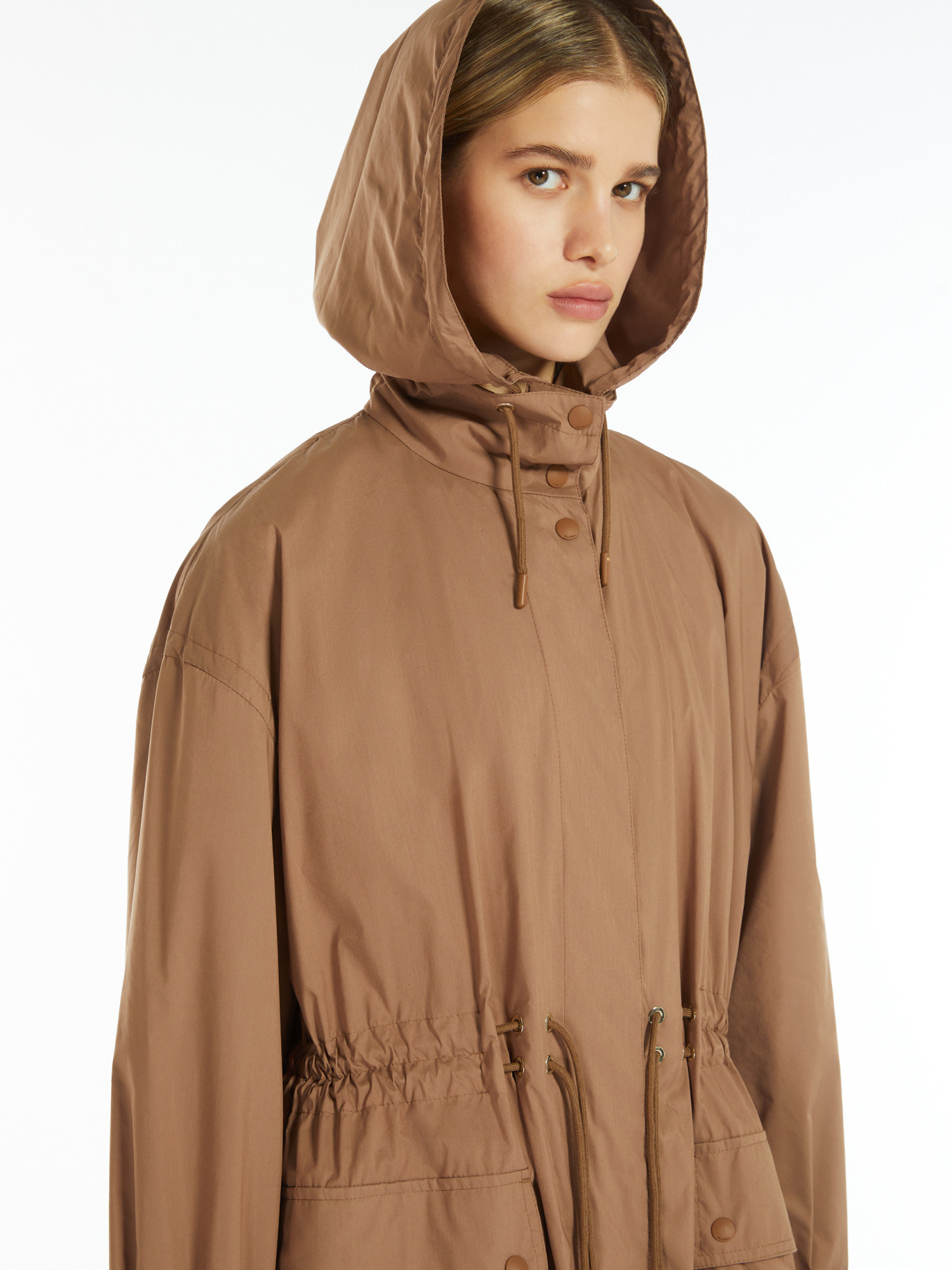 Max Mara Waterproof Technology Fabric, Oversized Parka Coat In Brown