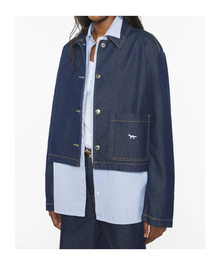 Maison Kitsuné Woman Denim Outerwear Blue Size S Cotton In Blue