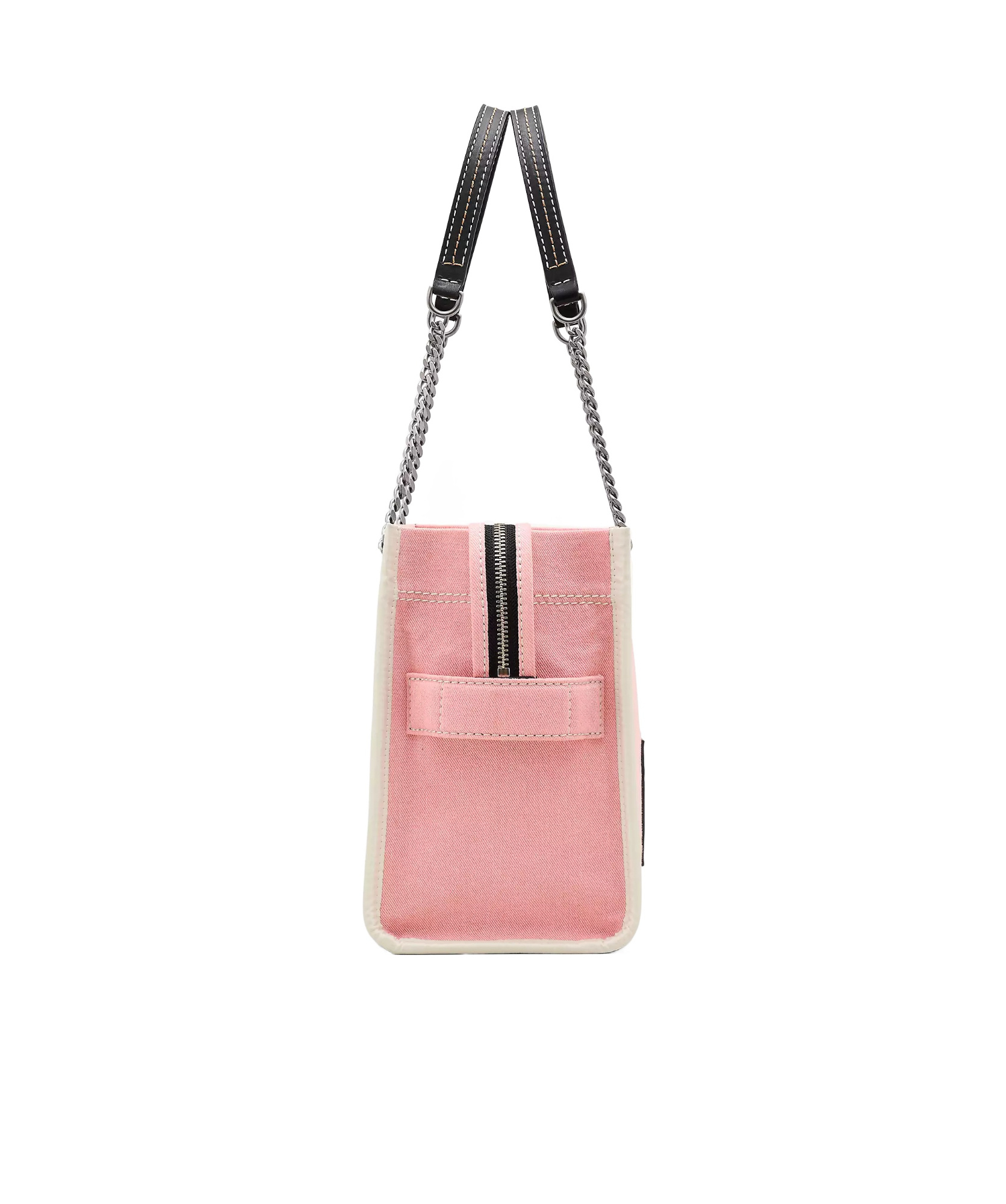 Marc Jacobs Pink Denim Bag With Logo And Chain Handles In Pink