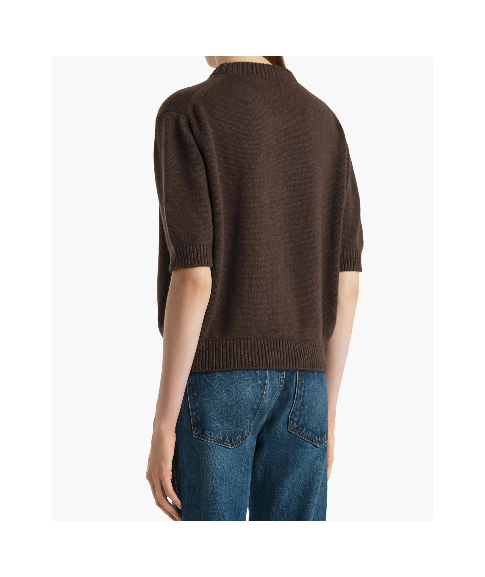Khaite Davin Short-sleeve Sweater In Brown