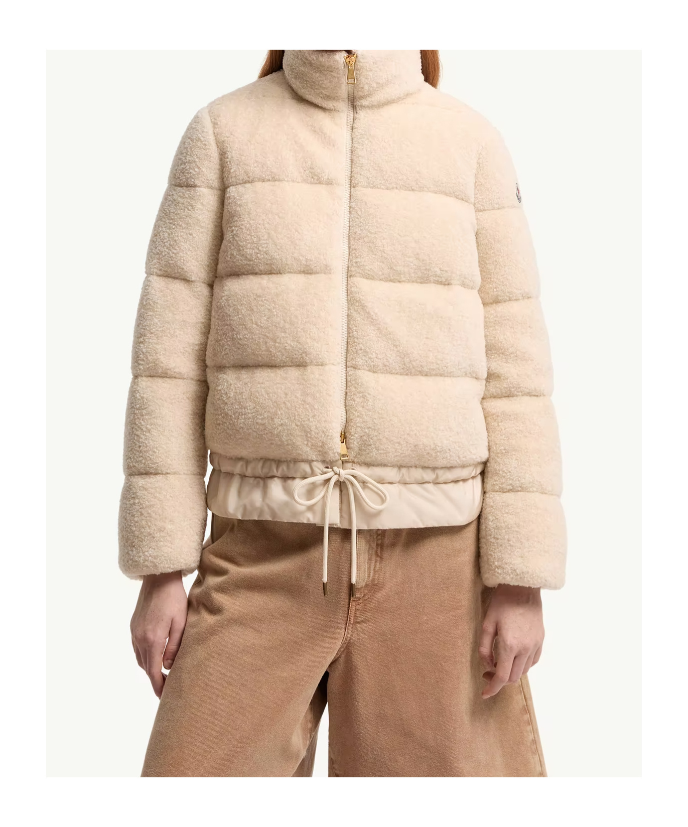 Moncler Cedre Teddy Short Down Jacket In Neutral
