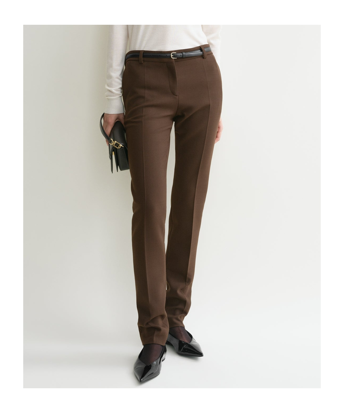 Shop Totême Low-waist Slim Trousers In Brown