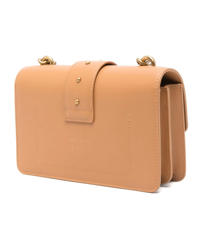 Shop Pinko Mini Love One Cross Body Bag In Nude